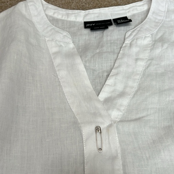 Jones New York White Linen Vneck Tunic Top M - Picture 11 of 13